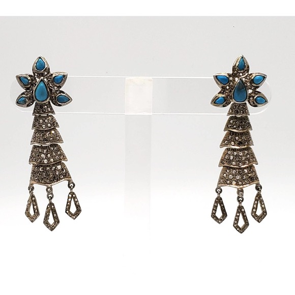 Turquoise Diamond Earring - Picture 1 of 3